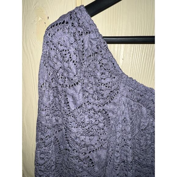 Dusty Plum Lace Blouse 3X TOP Textured Lace Stretch Knit Long Sleeve Maurices - Picture 3 of 7